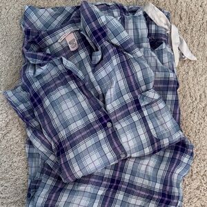 Victoria's Secret Blue and Purple Plaid Womens Pajama Set